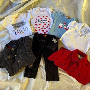 Bundle of fun clothes for 6-12 months- 7 Jeans
